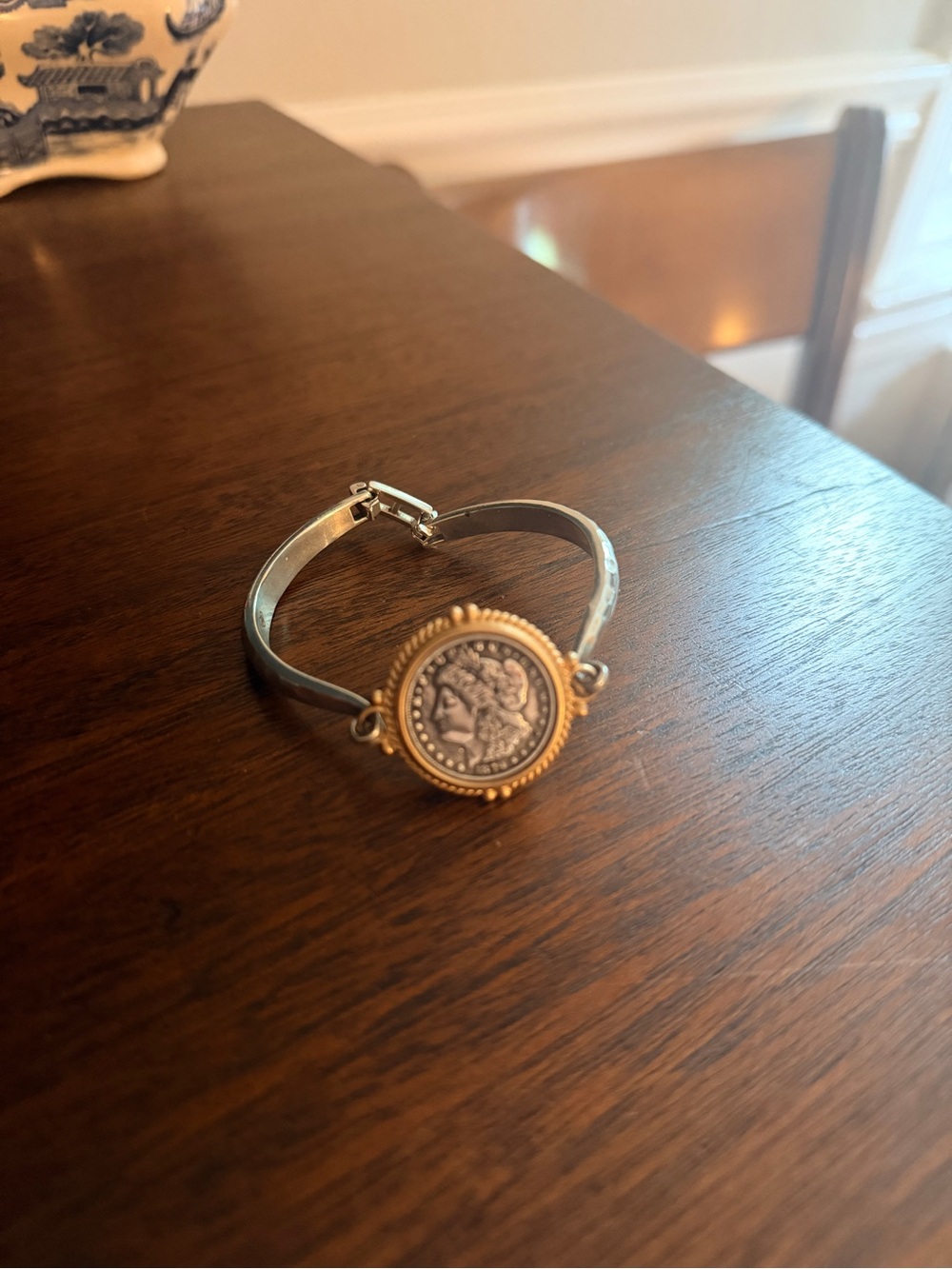 Brighton Two-Tone Coin Medallion Bangle Bracelet - Gold & Silver
